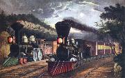 Fanny Palmer The Lightning Express Trains Leaving the junction Spain oil painting artist